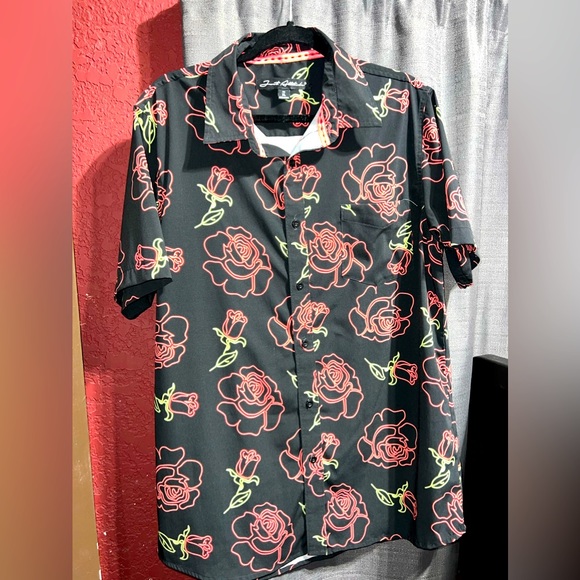 Just Attitude Neon Rose Shirt Button Down - Picture 1 of 4